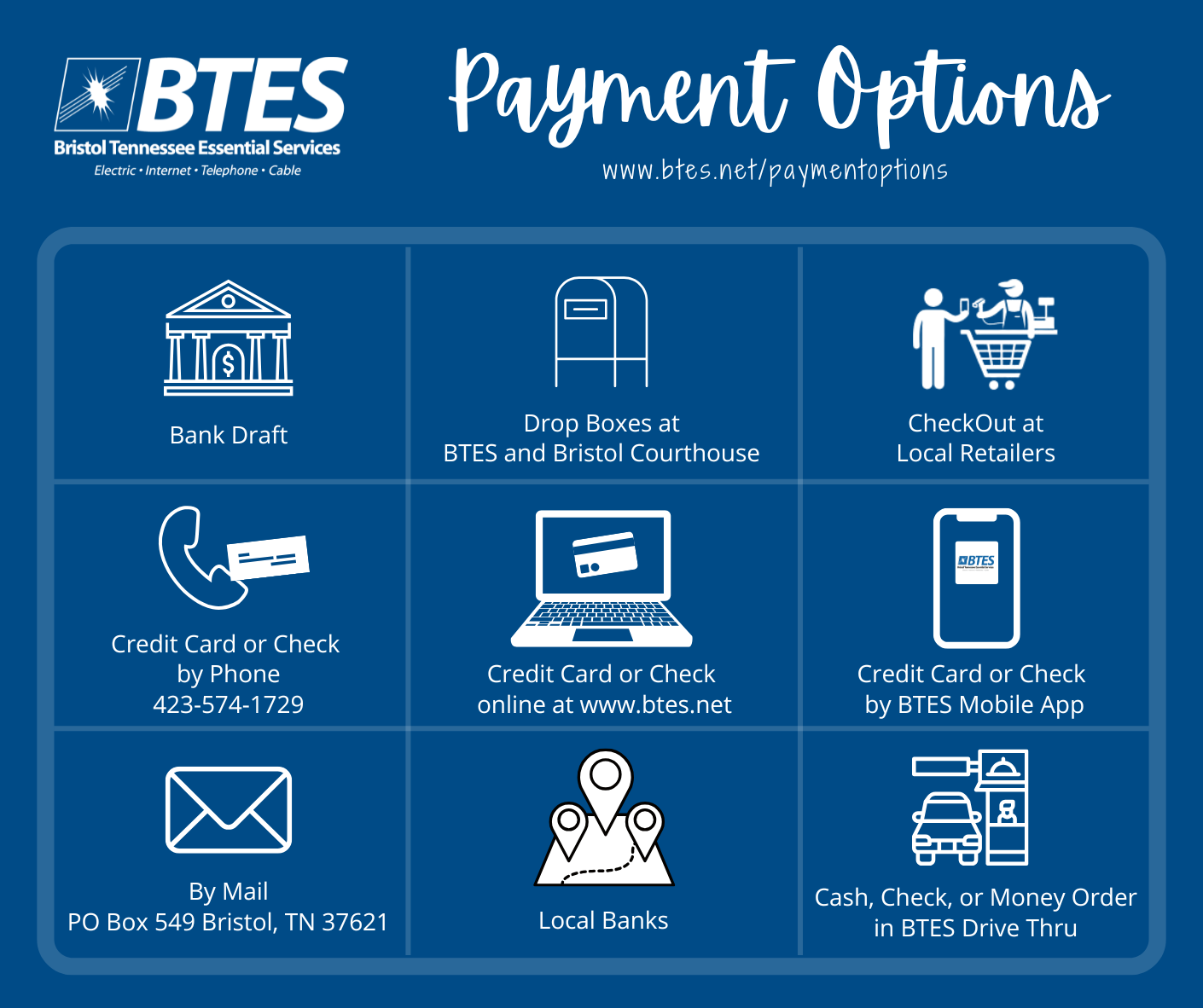 BTES Offers Many Ways to Pay